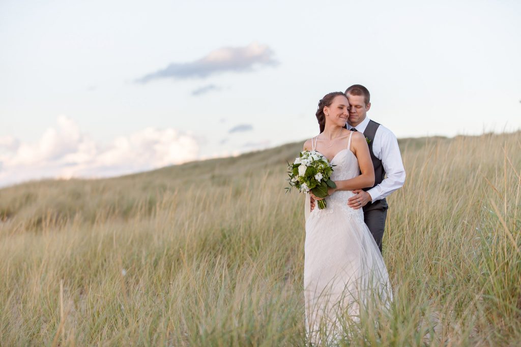 Wedding Couple in New Buffalo Beach - New Buffalo Michigan Wedding Photographer - Toni Jay Photography